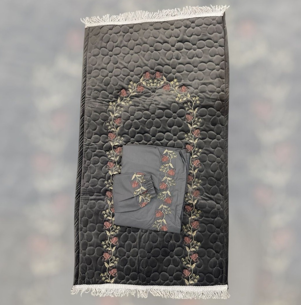 طقم صلاة مكون من شرشف صلاة وسجاد ١ سم